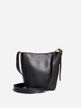 Madewell The Essential Mini Bucket Tote Leather Black Gold Buckle